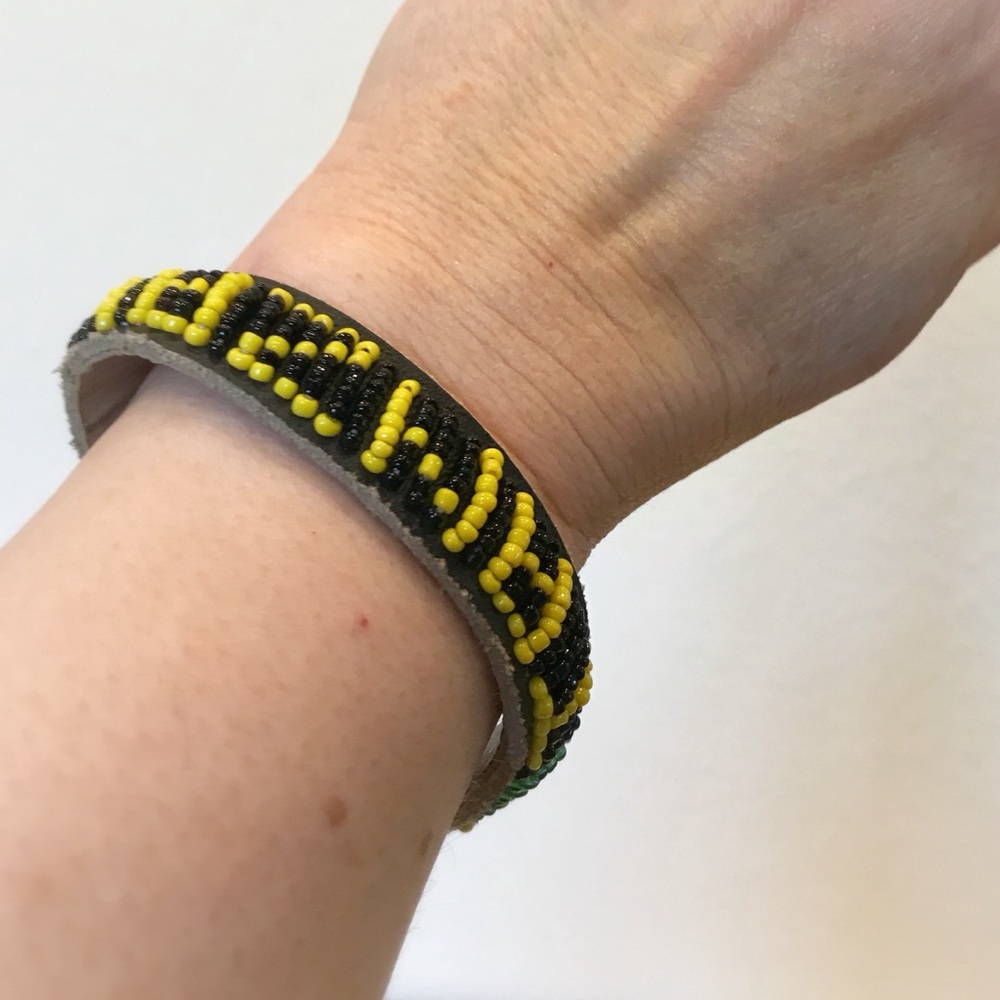 Beaded Leather Bracelet from Tanzania
